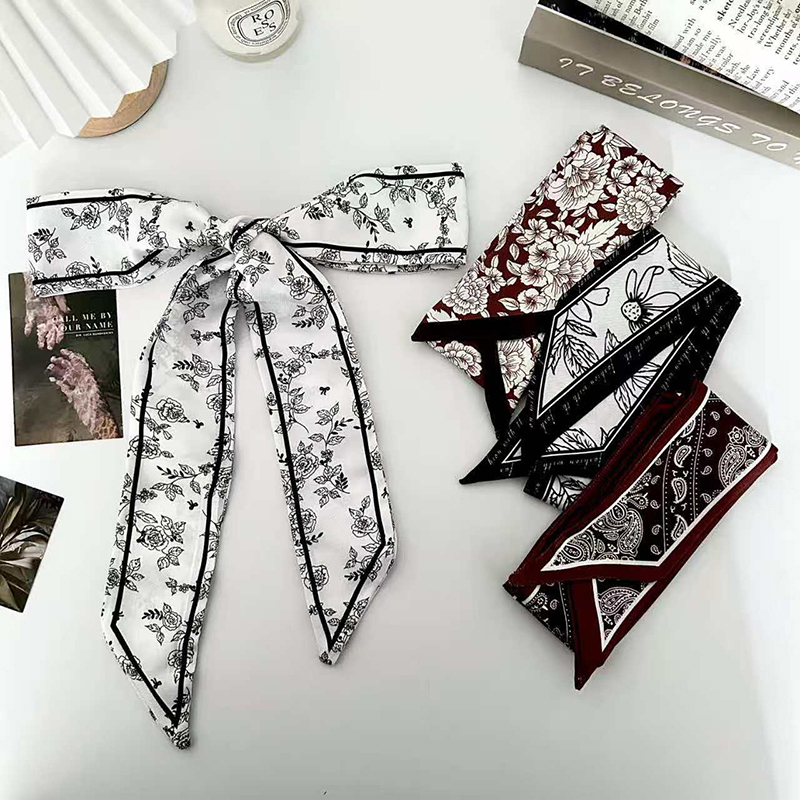 Ascot Neck Scarf - 럭셔리 패션 여성용 스키니 실크 스카프
