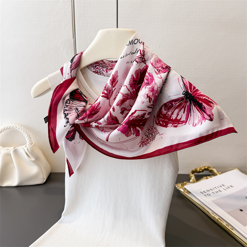 빈티지 나비 스케치 스퀘어 실크 스카프 여성용 부드러운 - Silk Neck Scarf 리뷰 및 가격