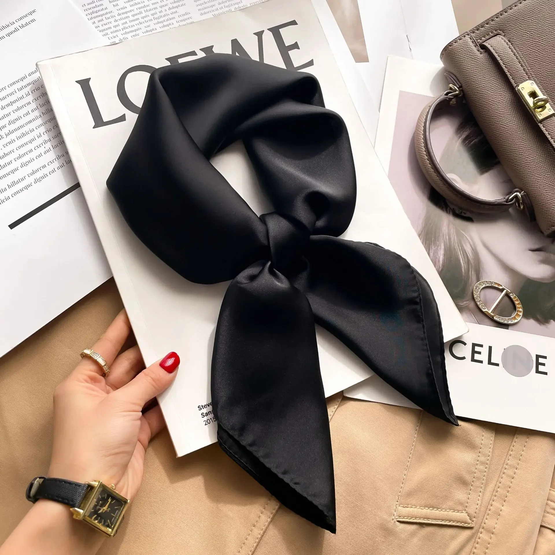 70cm 솔리드 컬러스 네크어치프 히잡 스카프 여성용  - Silk Neck Scarf 리뷰 및 가격