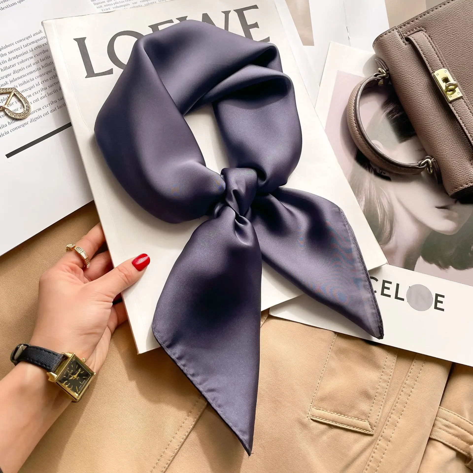 70cm 솔리드 컬러스 네크어치프 히잡 스카프 여성용  - Silk Neck Scarf 리뷰 및 가격