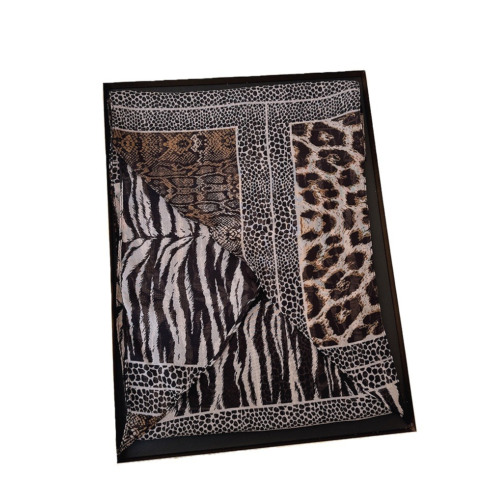 레오파드 작은 긴 실크 스카프 여성 쉬폰 스트랩 겨울  - Ascot Neck Scarf 리뷰 및 가격