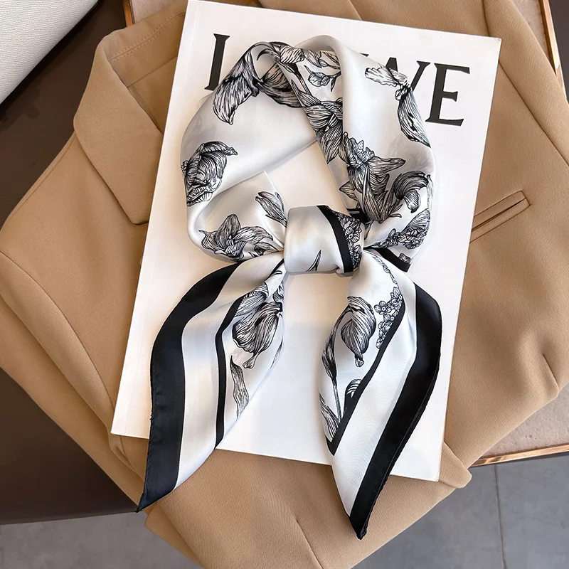 여성용 플라워 프린트 실크 스퀘어 스카프, 럭셔리 풀라 - Scarf Silk Square 리뷰 및 가격