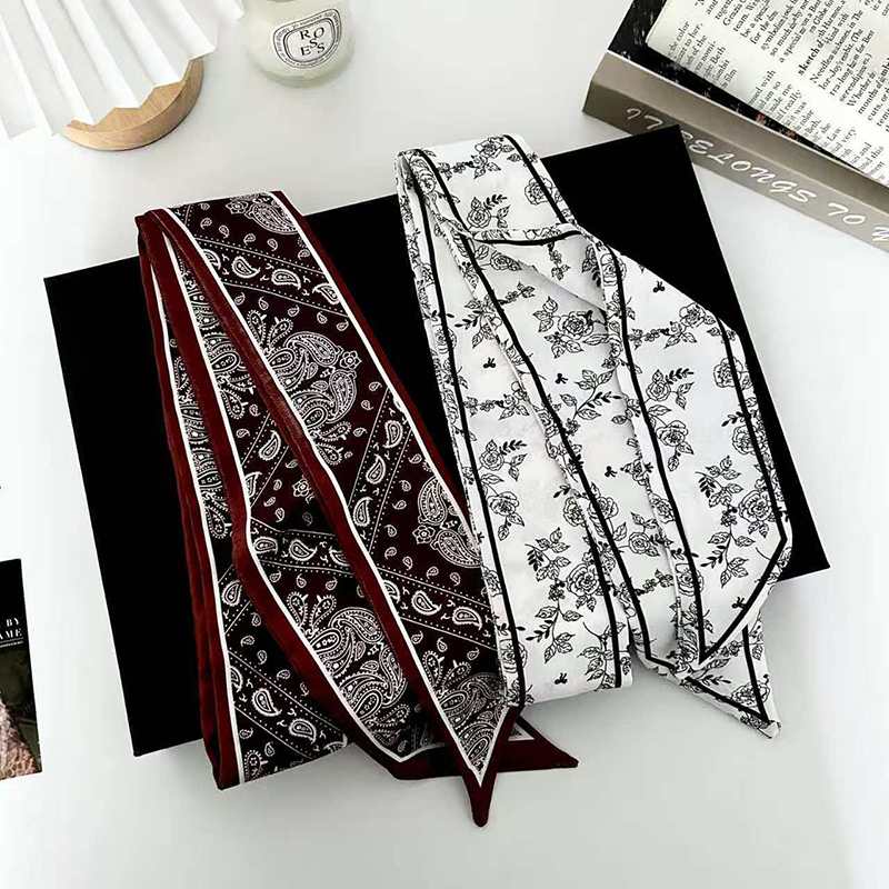 럭셔리 패션 여성용 스키니 실크 스카프 롱 헤어 스트립 - Ascot Neck Scarf 리뷰 및 가격